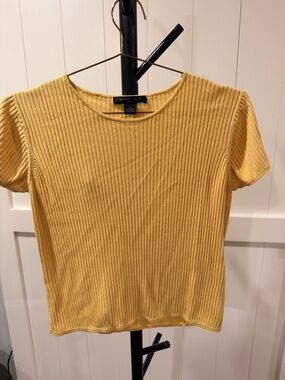 august silk Ribbed Short-Sleeve Tee in Mustard
